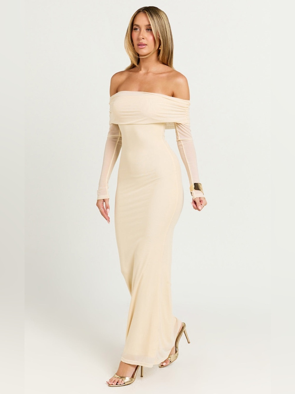 NWT - Showpo. Bethanie Maxi Dress in Cream - Size 12